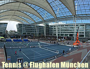 Flughafen München startet Tennis-Turnier im München Airport Center: Schläger schwingen zwischen den Terminals vom 01.04.-20.04.2015  (©Foto: Martin Schmitz)